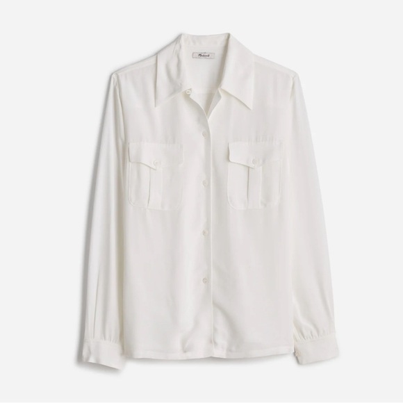 Alexa Chung for Madewell Pleat-Pocket Button-Up Shirt in white size M NWT NT108 - Picture 5 of 11